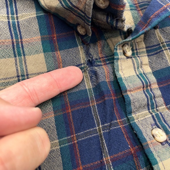 Vintage Pendleton Plaid Flannel Shirt Mens XL Blue Green 100% Wool Made USA - Picture 6 of 12